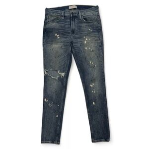 Men’s Hudson Zack Wash Ripped Splattered Jeans Blue Size 34 x 32